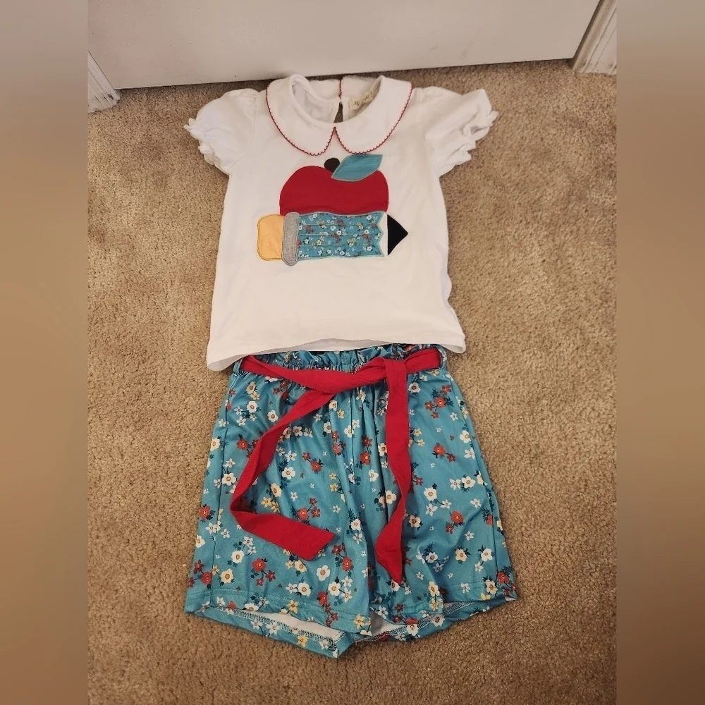 Marie Nicole 2 Piece Outfit Set Back To School Blue Shorts Top Size 3XL 7t #H295